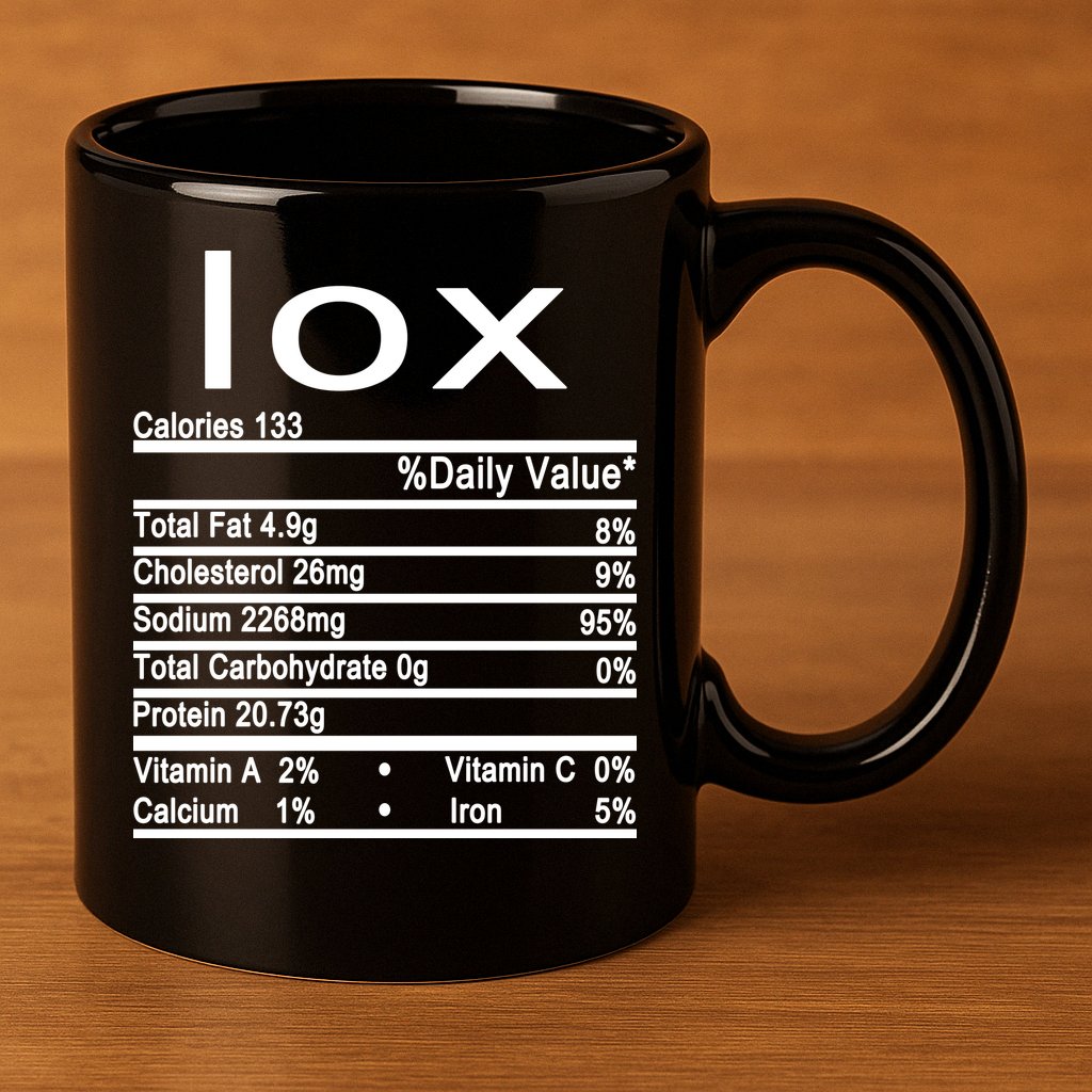 Lox Nutrition Facts Label 11oz C Handle Ceramic Mug