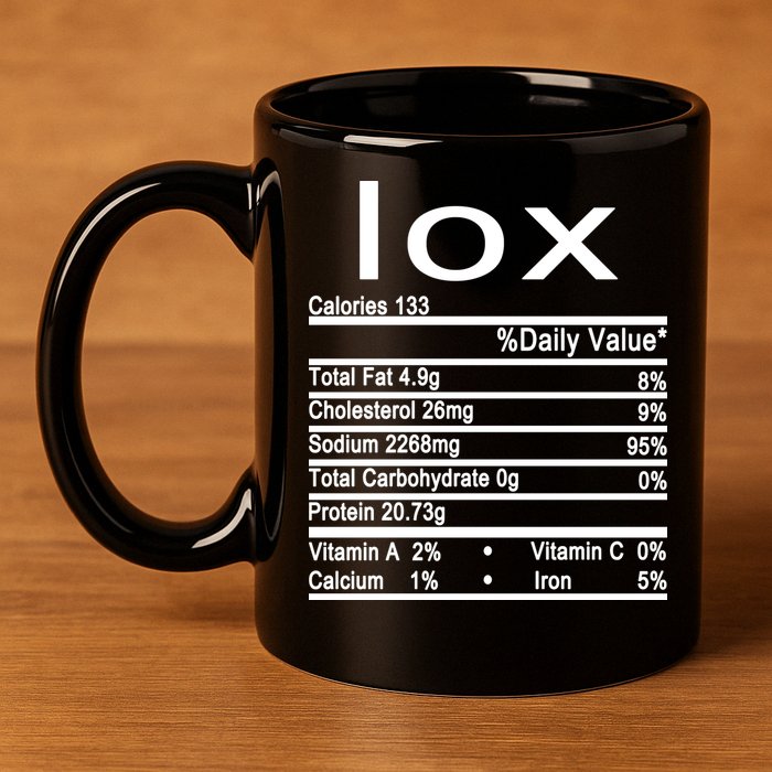 Lox Nutrition Facts Label 11oz C Handle Ceramic Mug