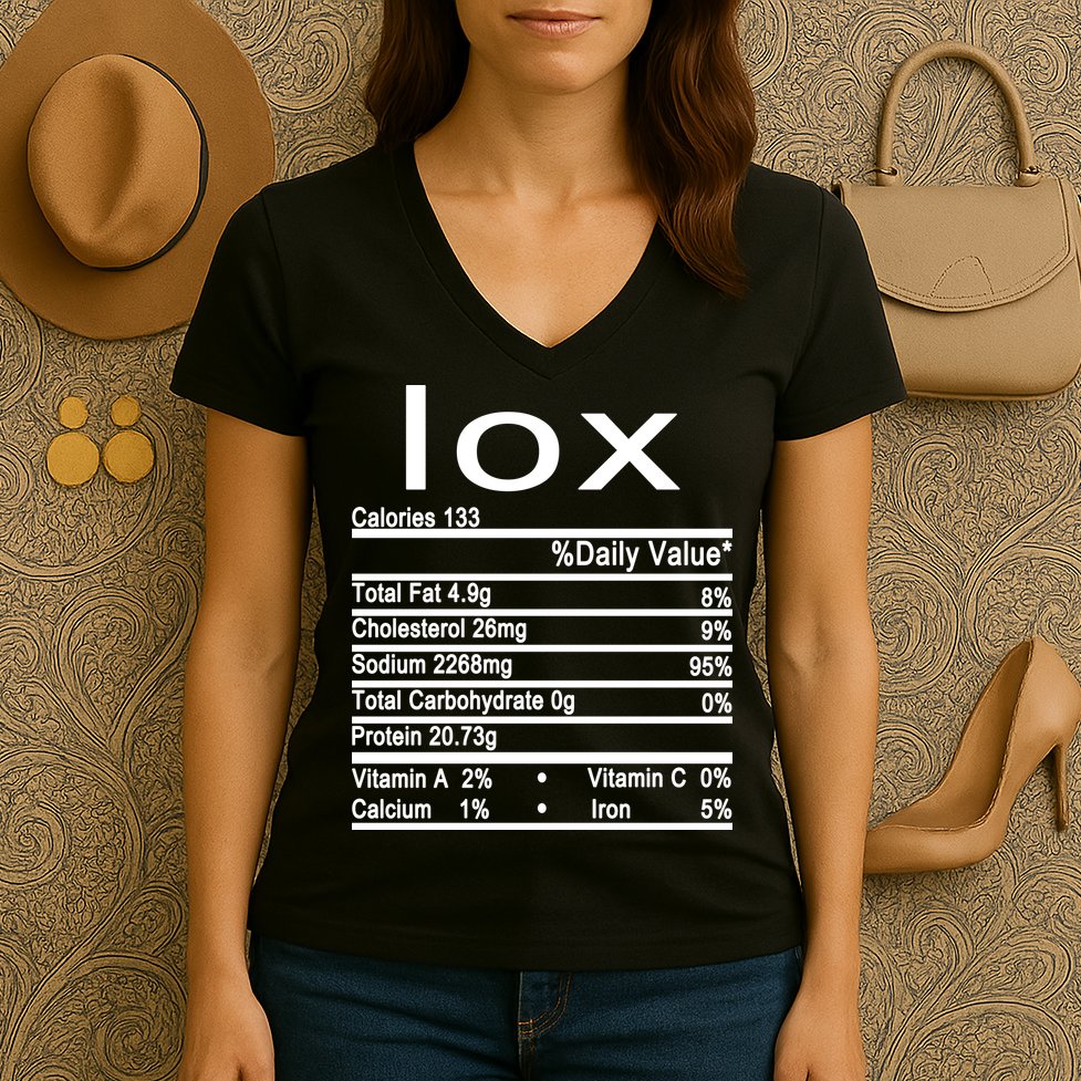 Lox Nutrition Facts Label Women's V-Neck T-Shirt