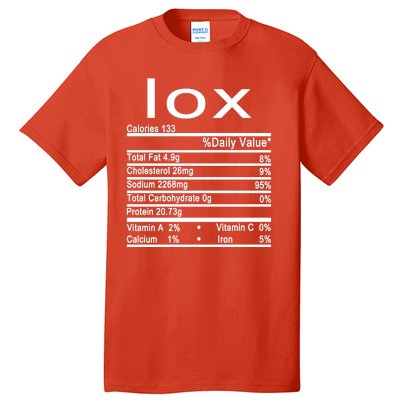 Lox Nutrition Facts Label Tall T-Shirt