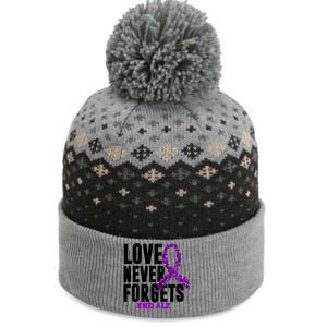 Love Never Forgets End Alzheimer Awareness The Baniff Cuffed Pom Beanie