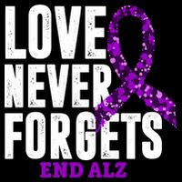 Love Never Forgets End Alzheimer Awareness Drawstring Bag