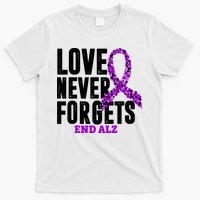 Love Never Forgets End Alzheimer Awareness T-Shirt