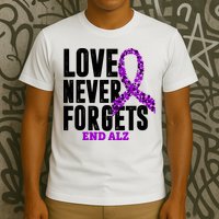 Love Never Forgets End Alzheimer Awareness T-Shirt