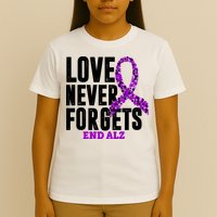 Love Never Forgets End Alzheimer Awareness T-Shirt