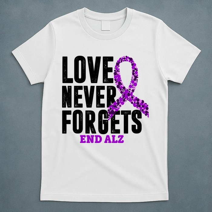 Love Never Forgets End Alzheimer Awareness T-Shirt