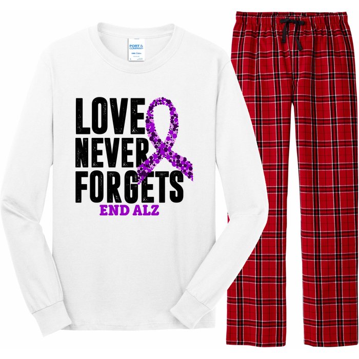 Love Never Forgets End Alzheimer Awareness Long Sleeve Pajama Set