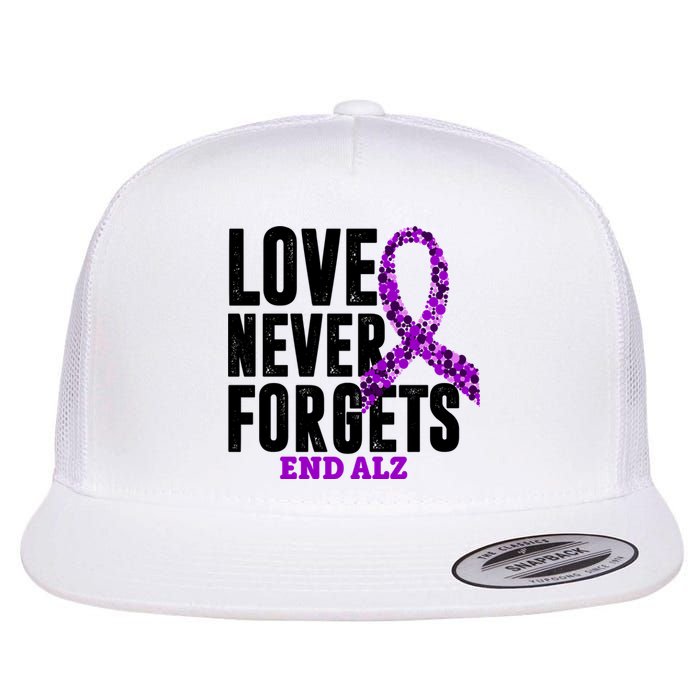 Love Never Forgets End Alzheimer Awareness Flat Bill Trucker Hat