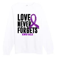 Love Never Forgets End Alzheimer Awareness Premium Crewneck Sweatshirt