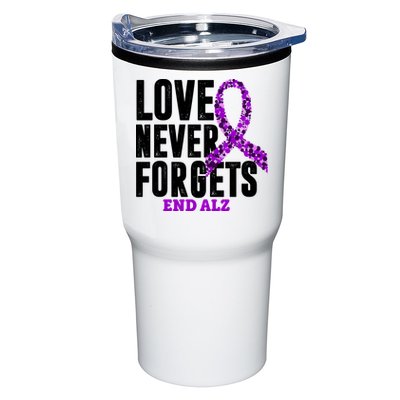 Love Never Forgets End Alzheimer Awareness Tumbler
