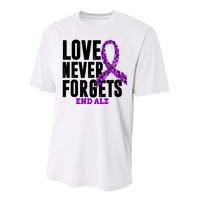 Love Never Forgets End Alzheimer Awareness Performance Sprint T-Shirt