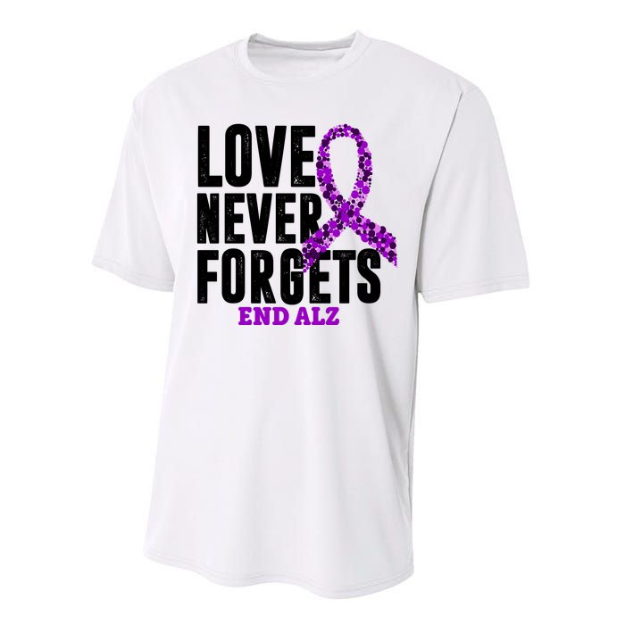 Love Never Forgets End Alzheimer Awareness Performance Sprint T-Shirt