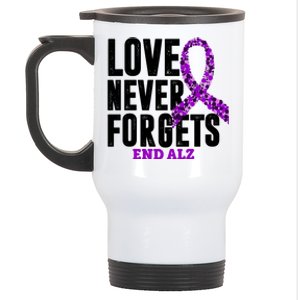 Love Never Forgets End Alzheimer Awareness Stainless Steel Travel Mug