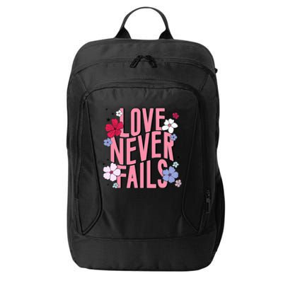 Love Never Fails Retro Groovy Valentine Day Matching Couple City Backpack