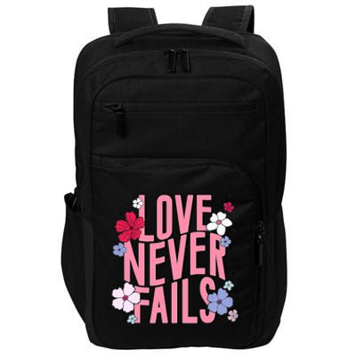 Love Never Fails Retro Groovy Valentine Day Matching Couple Impact Tech Backpack