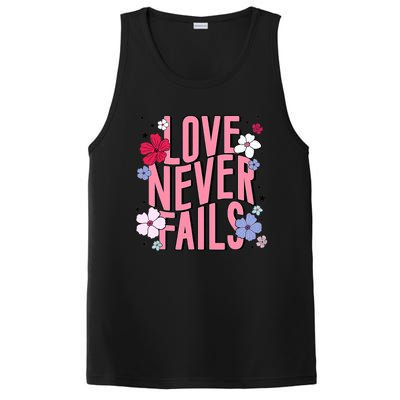 Love Never Fails Retro Groovy Valentine Day Matching Couple PosiCharge Competitor Tank