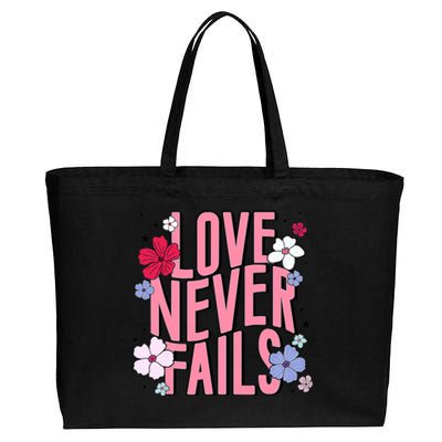 Love Never Fails Retro Groovy Valentine Day Matching Couple Cotton Canvas Jumbo Tote