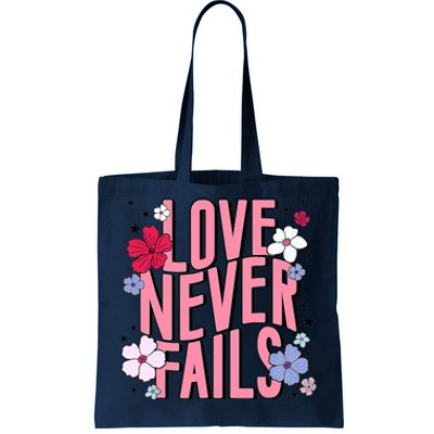 Love Never Fails Retro Groovy Valentine Day Matching Couple Tote Bag