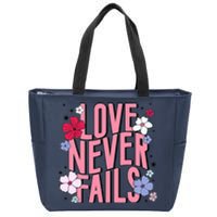 Love Never Fails Retro Groovy Valentine Day Matching Couple Zip Tote Bag