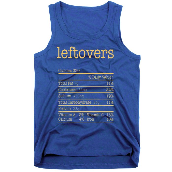 Leftovers Nutrition Facts Funny Thanksgiving Christmas Food Tank Top