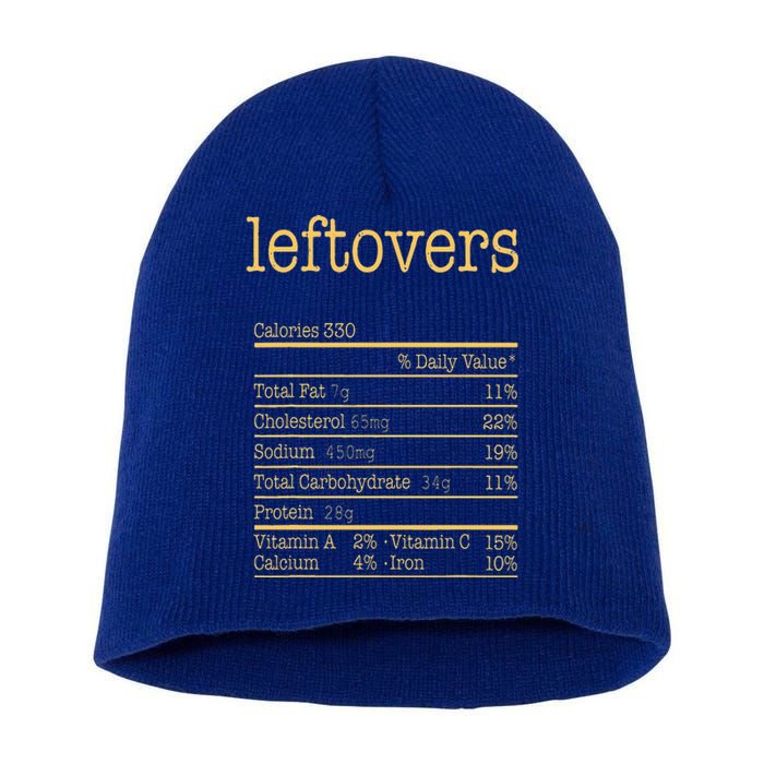 Leftovers Nutrition Facts Funny Thanksgiving Christmas Food Short Acrylic Beanie