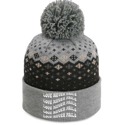 Love Never Fails 1 Corinthians 138 The Baniff Cuffed Pom Beanie