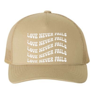 Love Never Fails 1 Corinthians 138 Yupoong Adult 5-Panel Trucker Hat