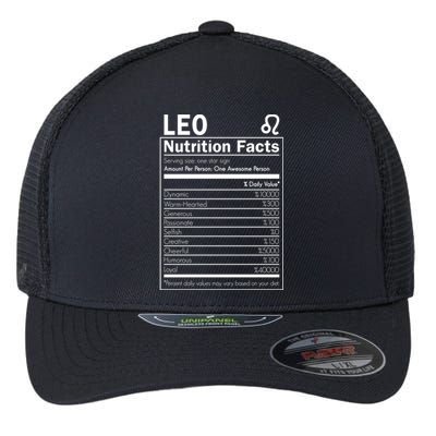 Leo Nutrition Facts Born In August And September Horoscopes Funny Gift Flexfit Unipanel Trucker Cap