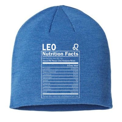 Leo Nutrition Facts Born In August And September Horoscopes Funny Gift Sustainable Beanie