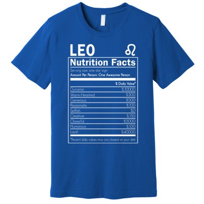 Leo Nutrition Facts Born In August And September Horoscopes Funny Gift Premium T-Shirt