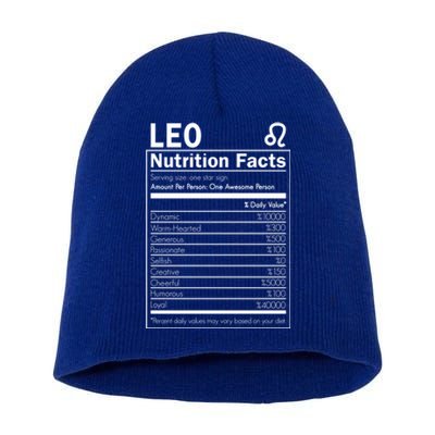 Leo Nutrition Facts Born In August And September Horoscopes Funny Gift Short Acrylic Beanie