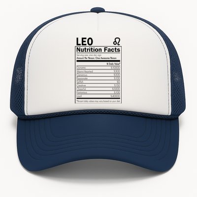 Leo Nutrition Facts Born In August And September Horoscopes Funny Gift Trucker Hat