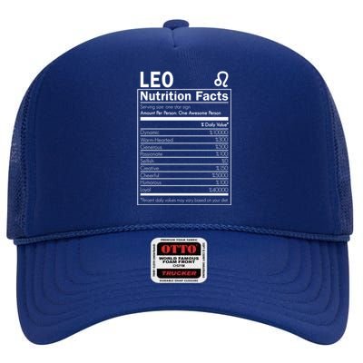 Leo Nutrition Facts Born In August And September Horoscopes Funny Gift High Crown Mesh Back Trucker Hat