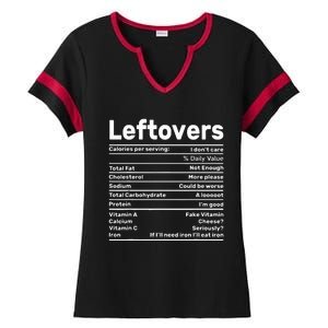 Leftovers Nutrition Facts Funny Thanksgiving Christmas food Ladies Halftime Notch Neck Tee