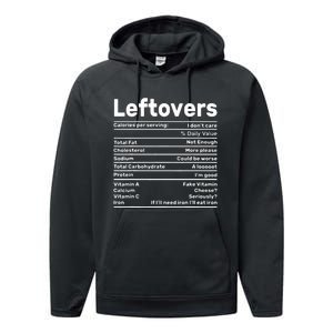 Leftovers Nutrition Facts Funny Thanksgiving Christmas food Performance Fleece Hoodie