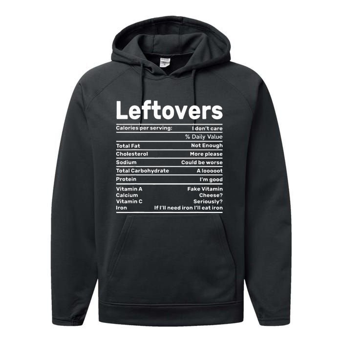 Leftovers Nutrition Facts Funny Thanksgiving Christmas food Performance Fleece Hoodie