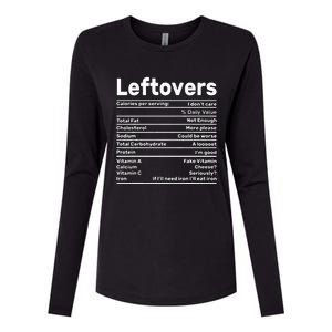 Leftovers Nutrition Facts Funny Thanksgiving Christmas food Womens Cotton Relaxed Long Sleeve T-Shirt