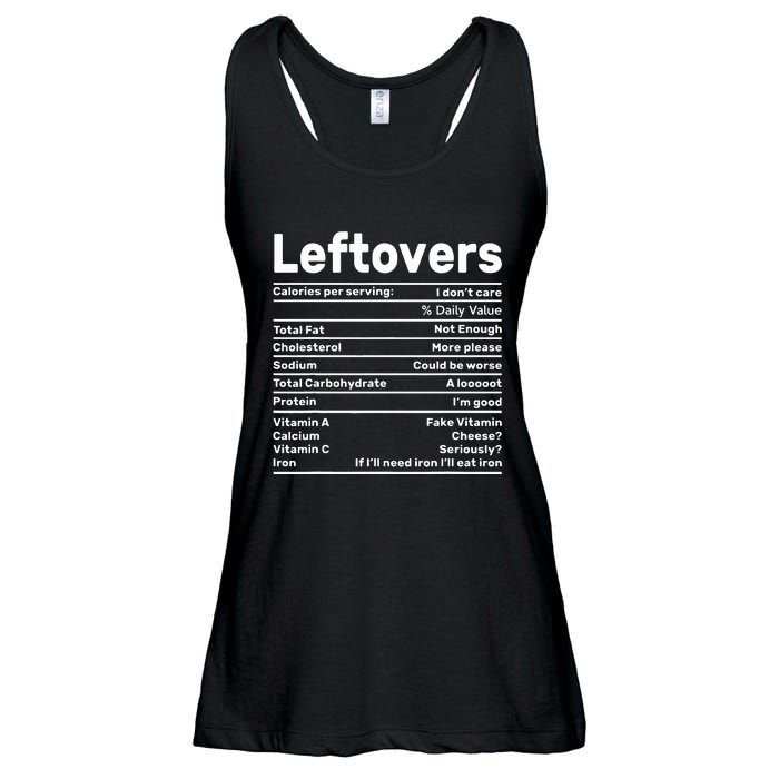 Leftovers Nutrition Facts Funny Thanksgiving Christmas food Ladies Essential Flowy Tank