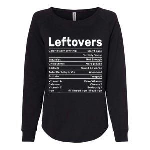 Leftovers Nutrition Facts Funny Thanksgiving Christmas food Womens California Wash Sweatshirt