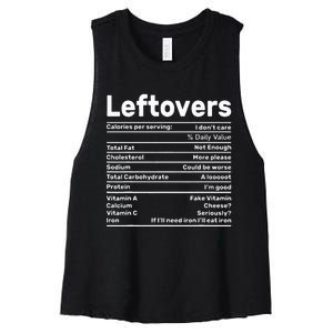 Leftovers Nutrition Facts Funny Thanksgiving Christmas food Women's Racerback Cropped Tank