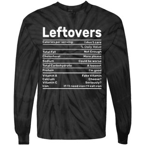 Leftovers Nutrition Facts Funny Thanksgiving Christmas food Tie-Dye Long Sleeve Shirt