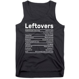 Leftovers Nutrition Facts Funny Thanksgiving Christmas food Tank Top