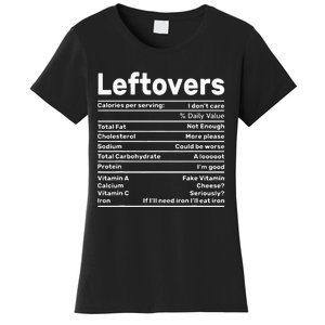 Leftovers Nutrition Facts Funny Thanksgiving Christmas food Women's T-Shirt