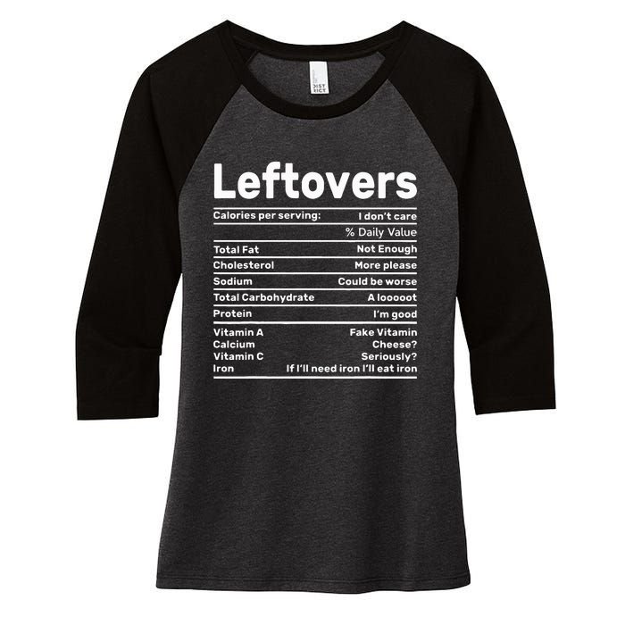 Leftovers Nutrition Facts Funny Thanksgiving Christmas food Women's Tri-Blend 3/4-Sleeve Raglan Shirt