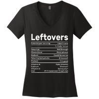 Leftovers Nutrition Facts Funny Thanksgiving Christmas food Women's V-Neck T-Shirt