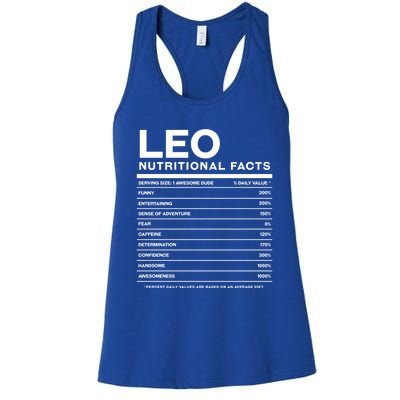 Leo Nutrition Facts Personalized Name Funny Friend Gift Women's Racerback Tank