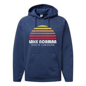 Lake Nor Gift Retro Distressed Sunset Lake Nor Gift Performance Fleece Hoodie