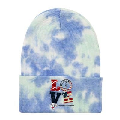 Love National Guard Mom Graduation Proud National Guard Mom Tie Dye 12in Knit Beanie