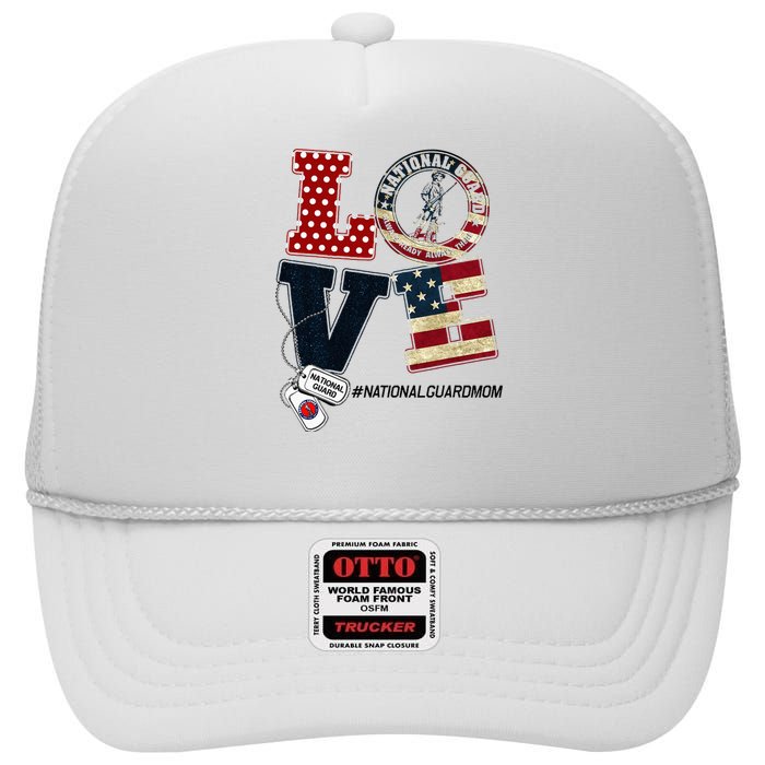 Love National Guard Mom Graduation Proud National Guard Mom High Crown Mesh Back Trucker Hat