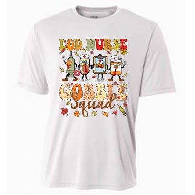 L&D Nurse Gobble Squad Thanksgiving Cooling Performance Crew T-Shirt